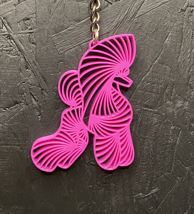 3D - Keychain Poodle Puppy Hot Pink