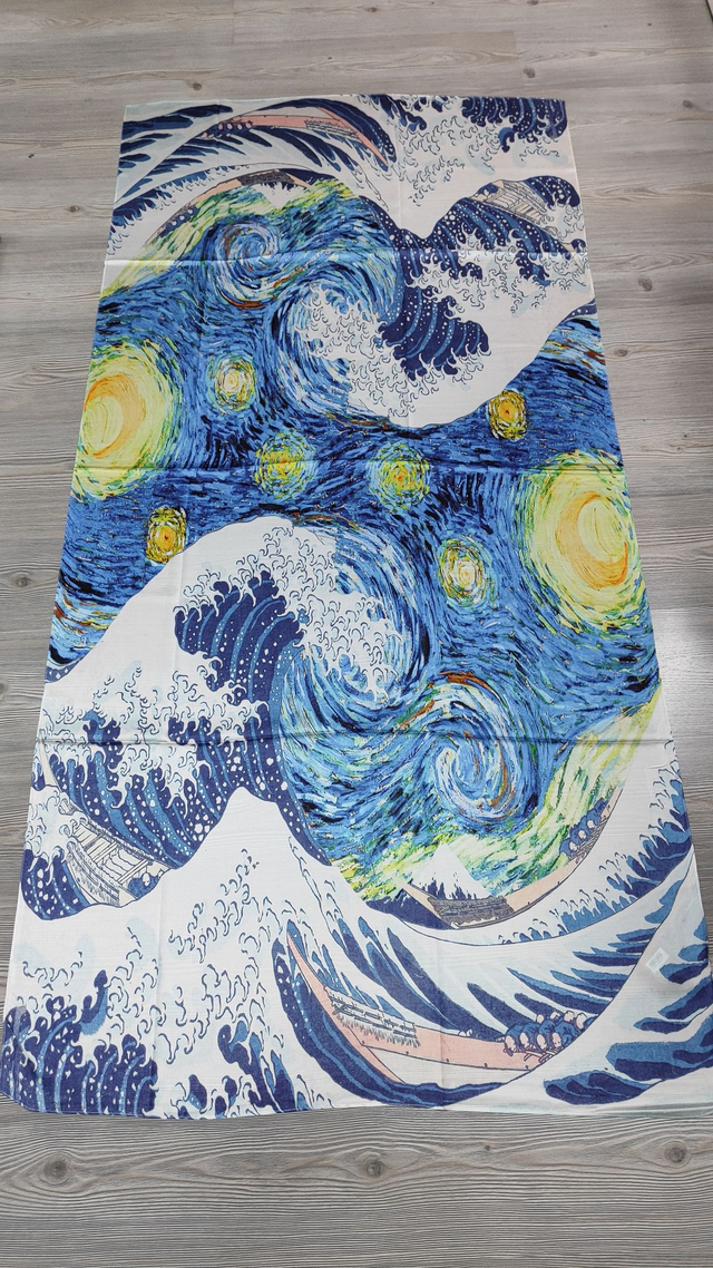 Stola l'onda di Hokusai + notte stellata in seta