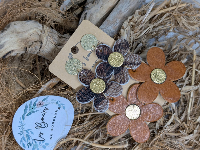 Boucles d&#039;oreilles Marguerite marron m1061