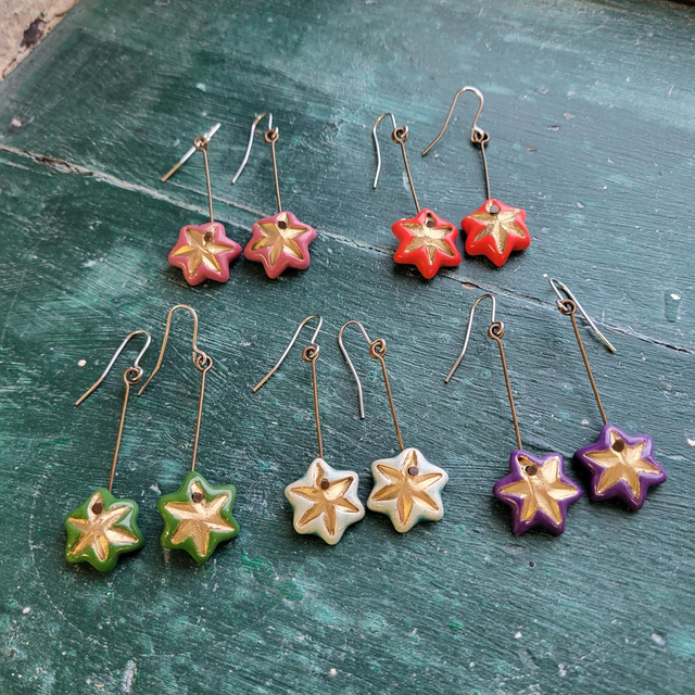 Star Drop Earrings - Various Colours