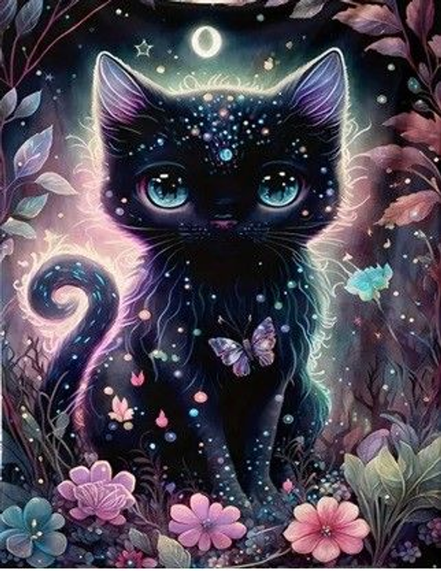 Chat noir papillon couverture 130 cm x 150 cm