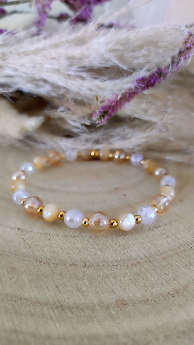 Bracelet "Douceur" Nacre et Agate facettée