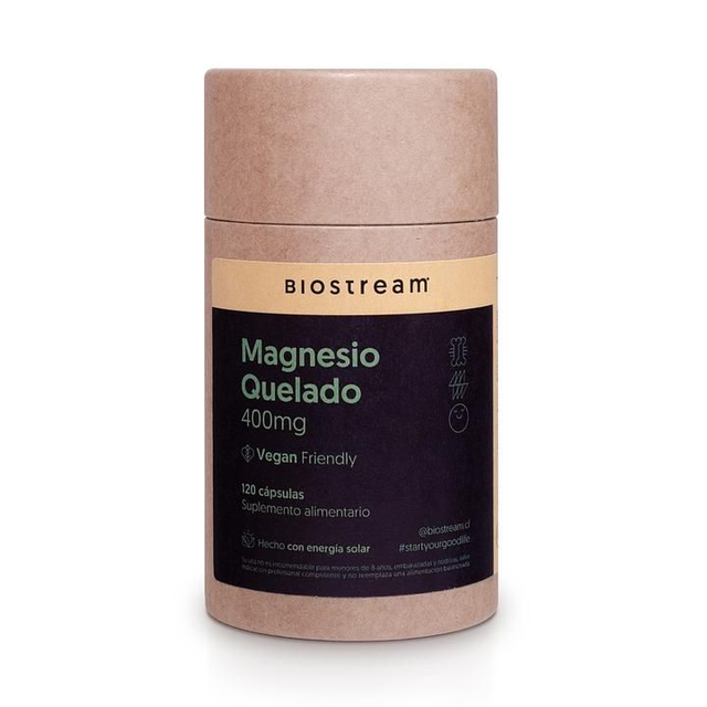 Magnesio Quelado Biostream 60 Cápsulas – Alta Absorción, Energía y Relajación Muscular
