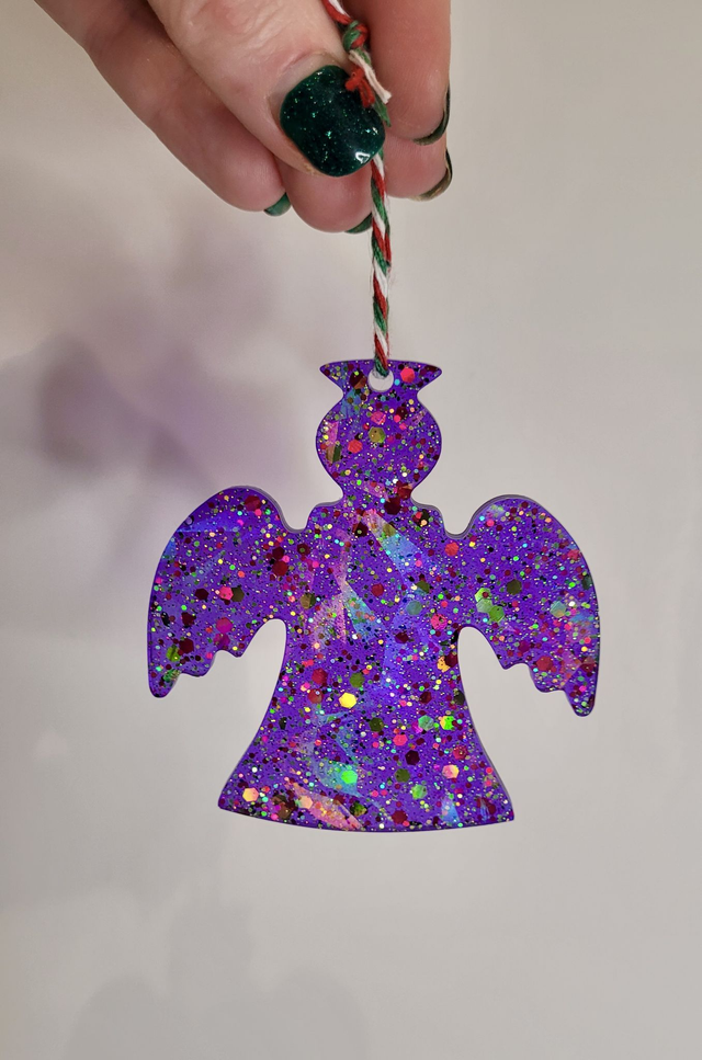 Purple Glitter Angel Christmas Tree Bauble Decoration