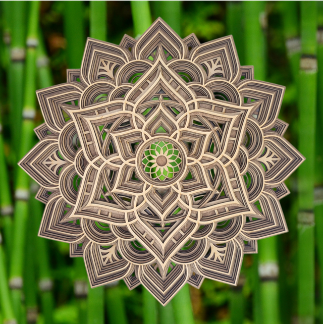 Mandala en bois grande fleur