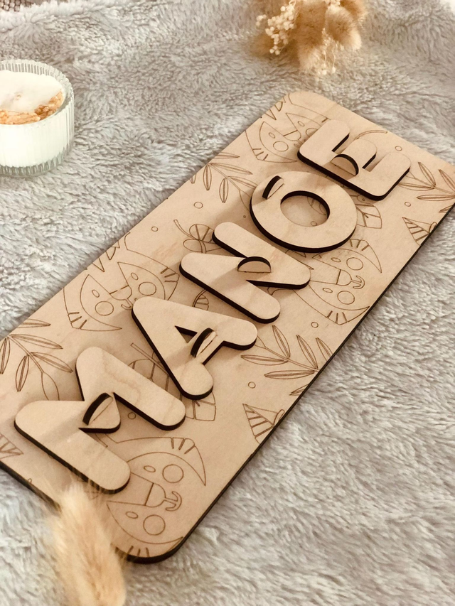 Puzzle Prénom en bois personnalisé- Thème Jungle