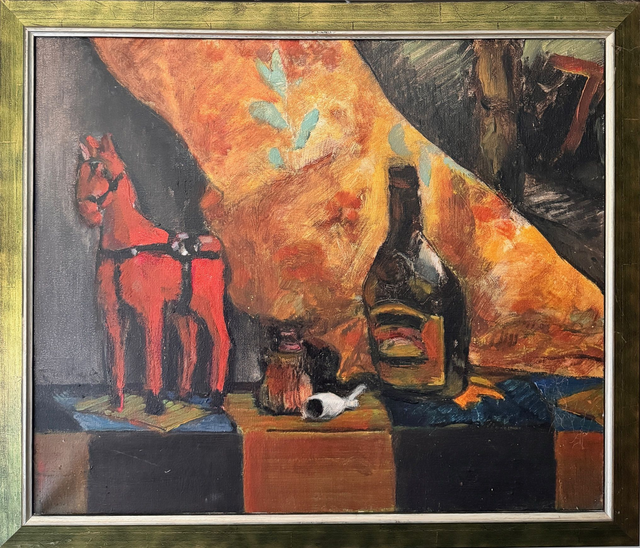 Martwa natura z fajką 50x60 olej płótno oprawiony