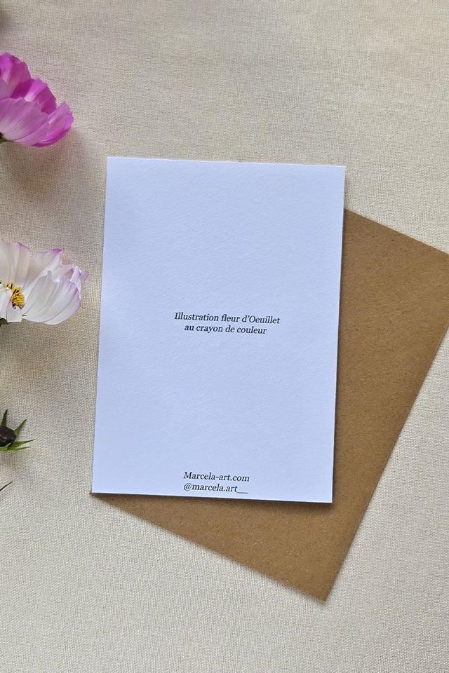 Carte au crayon de couleur - Fleur d'Oeuillet