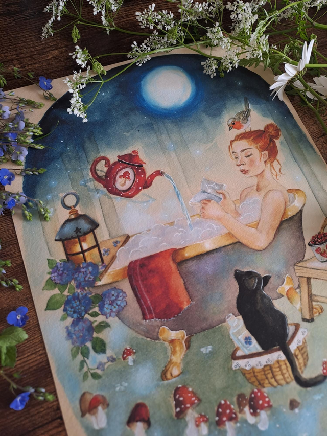 Bain floral sous la lune