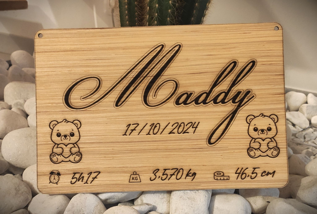 Plaque de naissance personnalisée