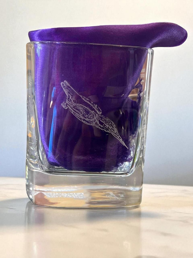 'Kingfisher etched Heavy Glass' 