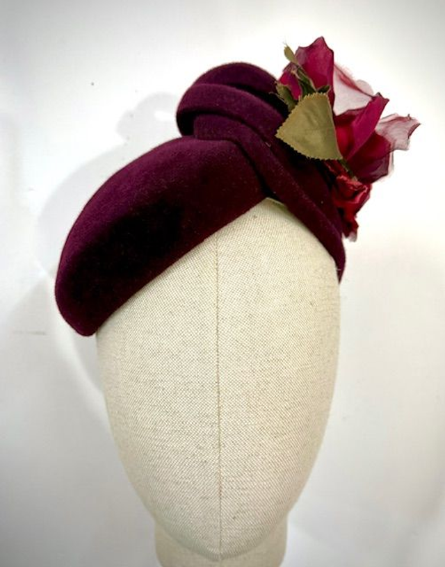 Damson velour percher/silk rose