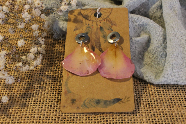 Boucles d'oreilles pétales rose - Couleur Argent