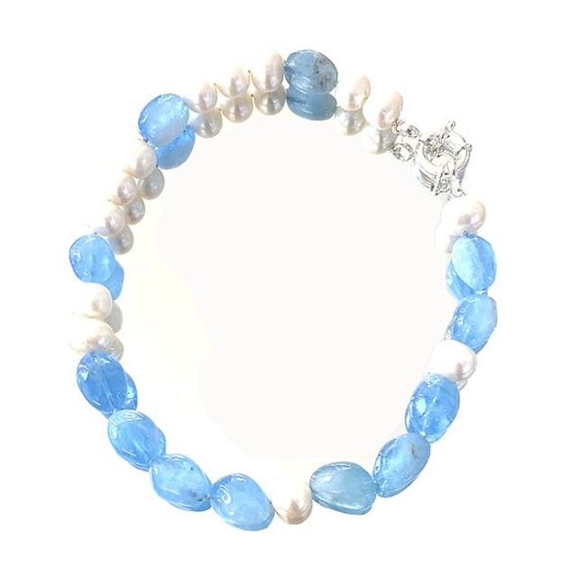 Collana di acquamarina e perle d'acqua dolce modello 0861