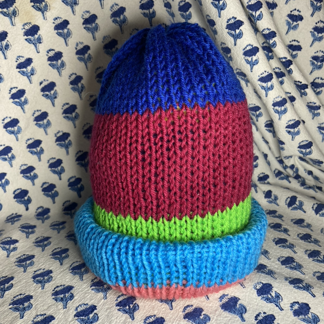 Bold striped reversible beanie