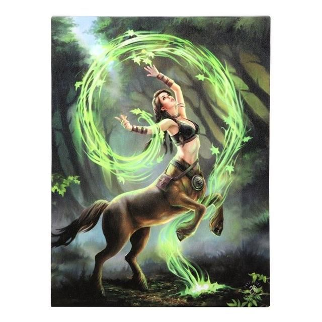 19x25cm Earth Element Sorceress Canvas Plaque By Anne Stokes