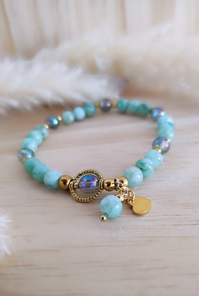 Bracelet "Bien-être" Calcédoine verte