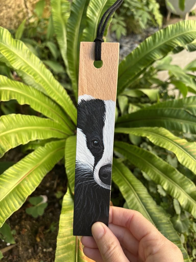 " Blaireau europréen " - marque-page en bois    