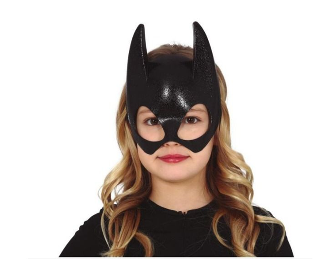 halloween ,   1165  MEZZA MASCHERA PIPISTRELLO NERO PER BAMBINI IN PVC
