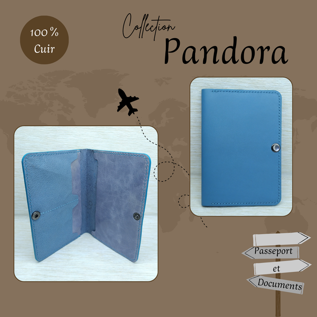 PANDORA portefeuille en cuir Bleu