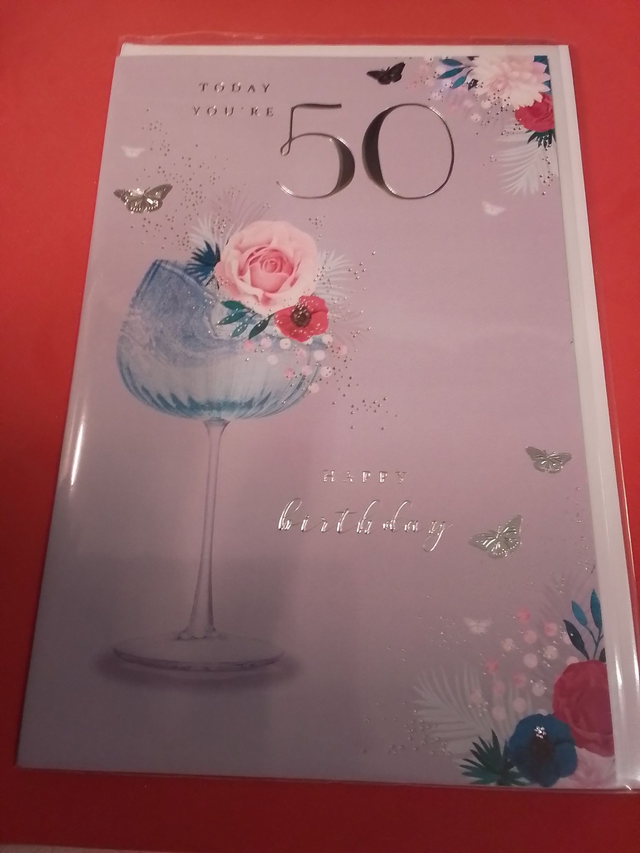 50th Birthday Card Modern Glass Design 