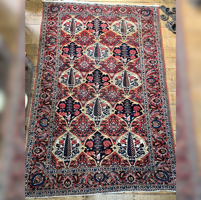 Antique Hand-Knotted Persian Bakhtiari Rug