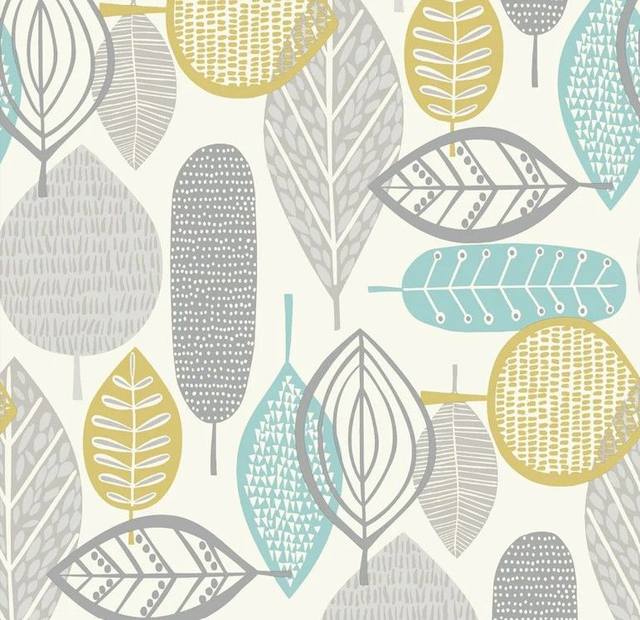 Malmo Teal Retro Leaf - Arthouse - 902302