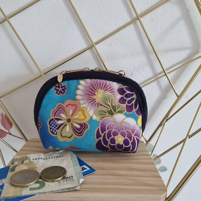 Porte-monnaie arrondi "Akane" turquoise