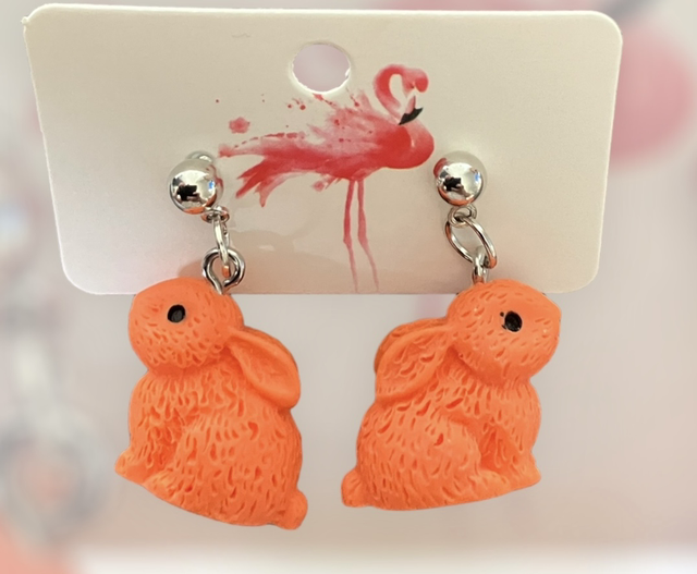 Orange Bunny Earrings 