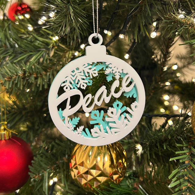 2 x Circular Peace Baubles (Blue)