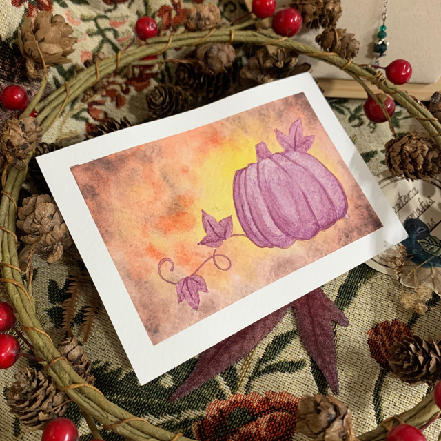 Carte illustrée Citrouille Crépusculaire - original