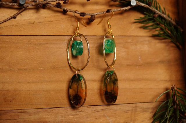 Boucles d'oreilles - Les givrées - Vert foncé