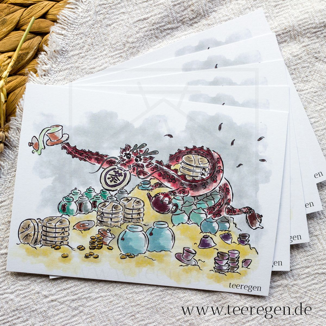 Dragon Hoard - Set of 5 - Tea Culture On Postcards