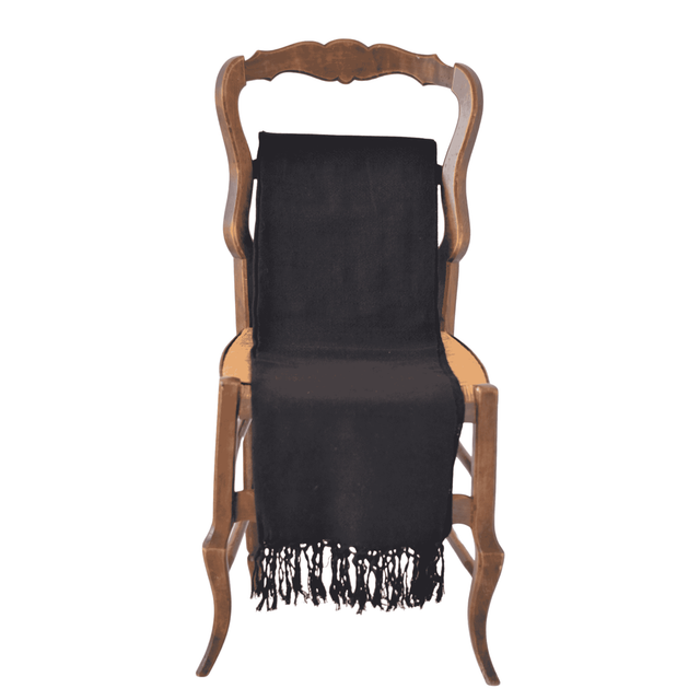 Châle (rebozo) noir élégance et mystère artisanal