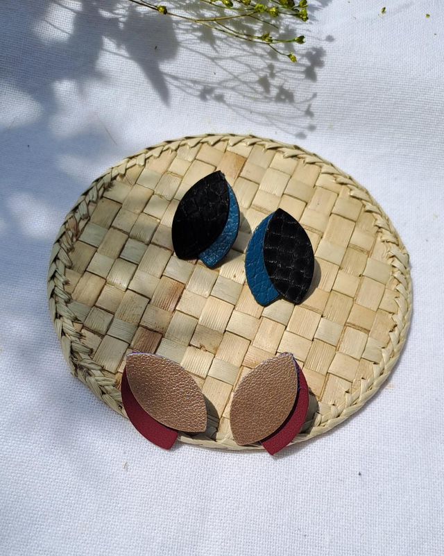 Boucles d'oreilles en matières végétales de céréales et de pommes