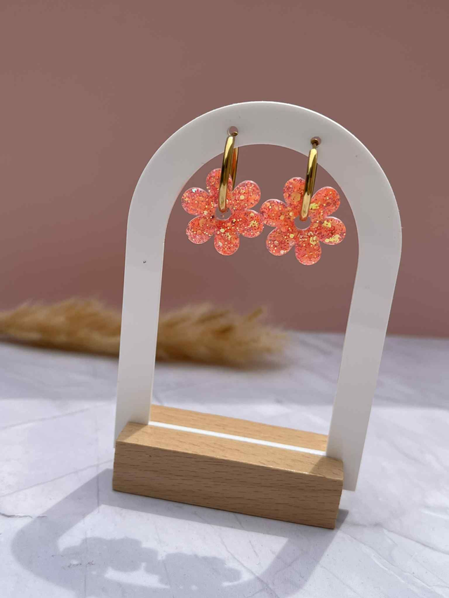 Pampilles résine marguerite orange