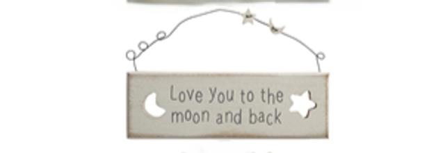 Vintage White Baby Sign - Love you to the moon and back