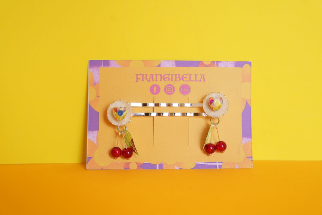 A Set of 2 Cherry Hairpins - Silver