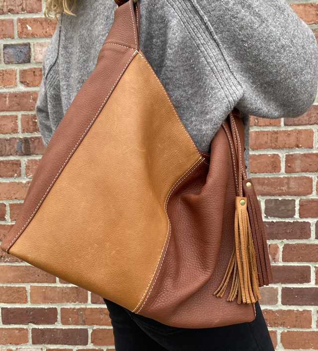 Tan and squirrel coloured ‘Celine’ large soft leather bag 