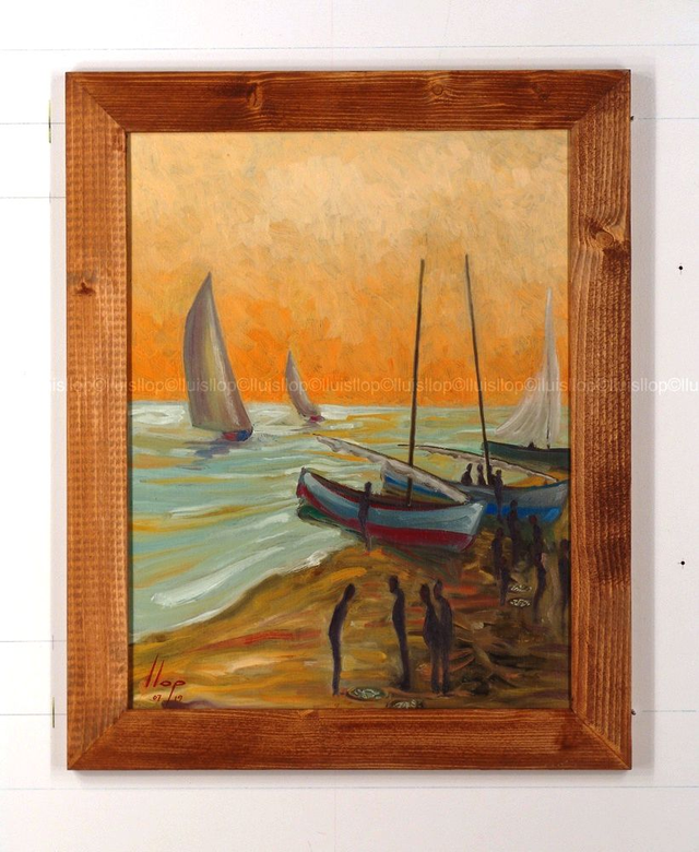óleo enmarcado 47x37 - la subasta, náutica_6