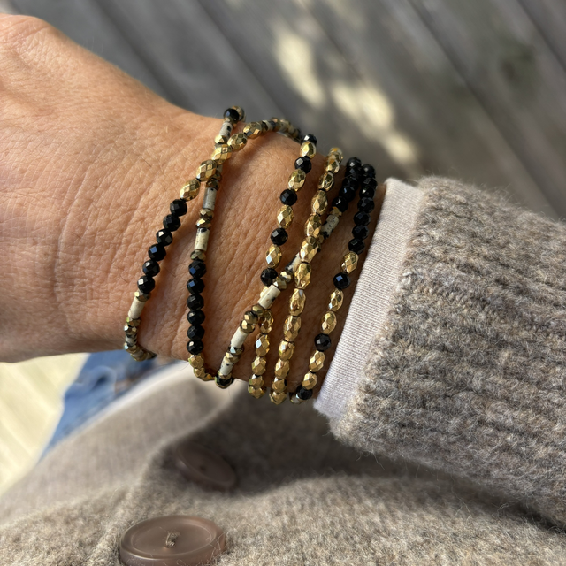 Bracelet 6 tours et Collier Jaspe Dalmatien