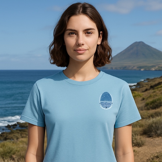 Camiseta huella celeste