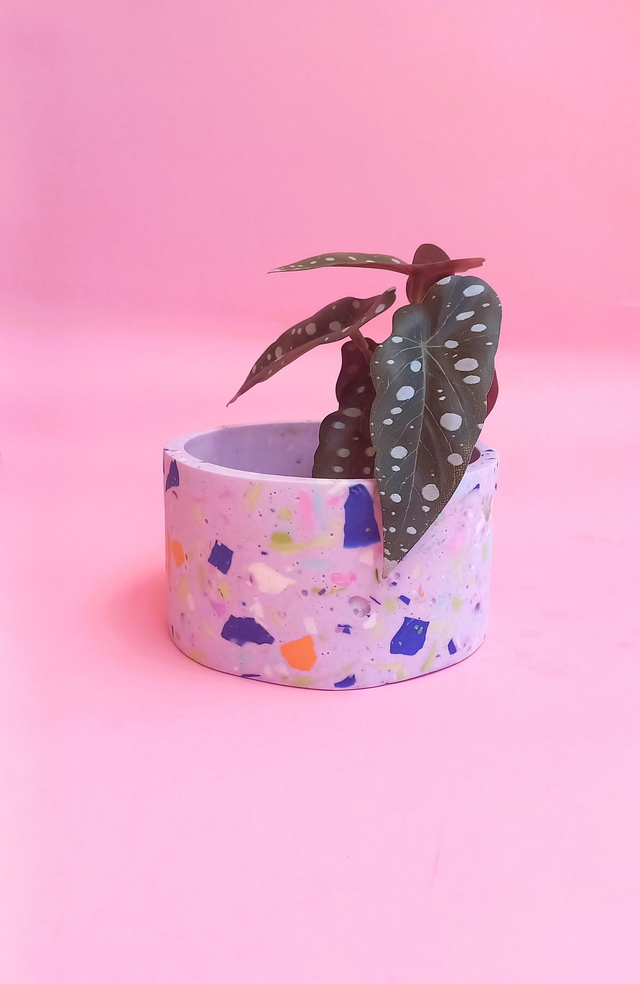 Osłonka na doniczkę, fioletowa doniczka lastryko, pojemnik dekoracyjny