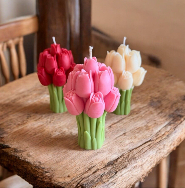 Bougies bouquet de tulipes