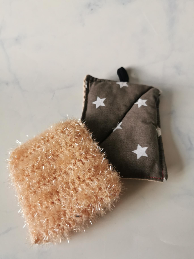 Duo d éponge lavable maron et beige 