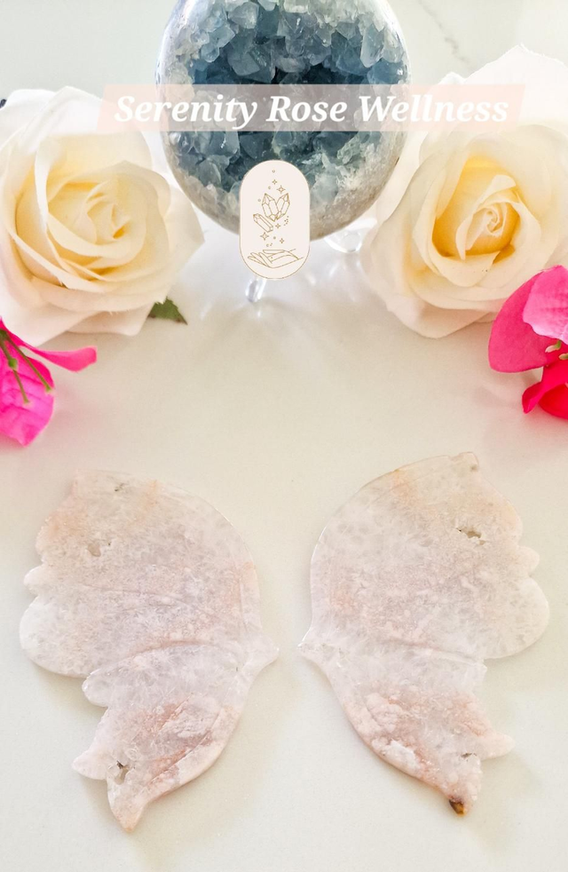 Angel Wings On Stand : Flower Agate