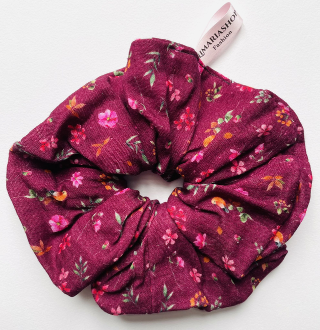Blumen Scrunchie Bordeaux