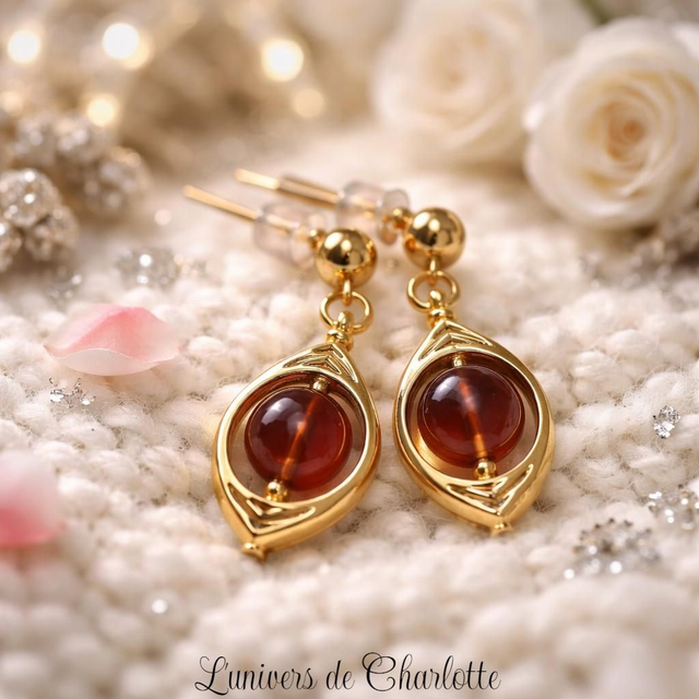 Boucles d'oreilles "Ambre" doré BO-201