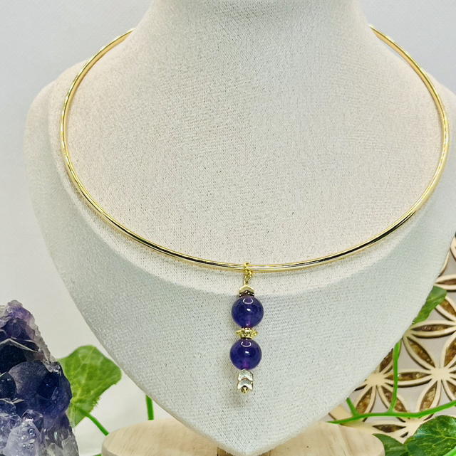 Collier ras de cou améthyste 