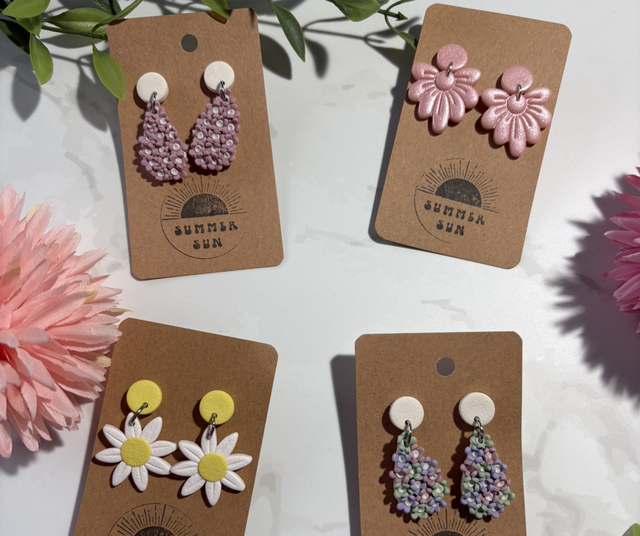 Handmade Flower Clay Earrings